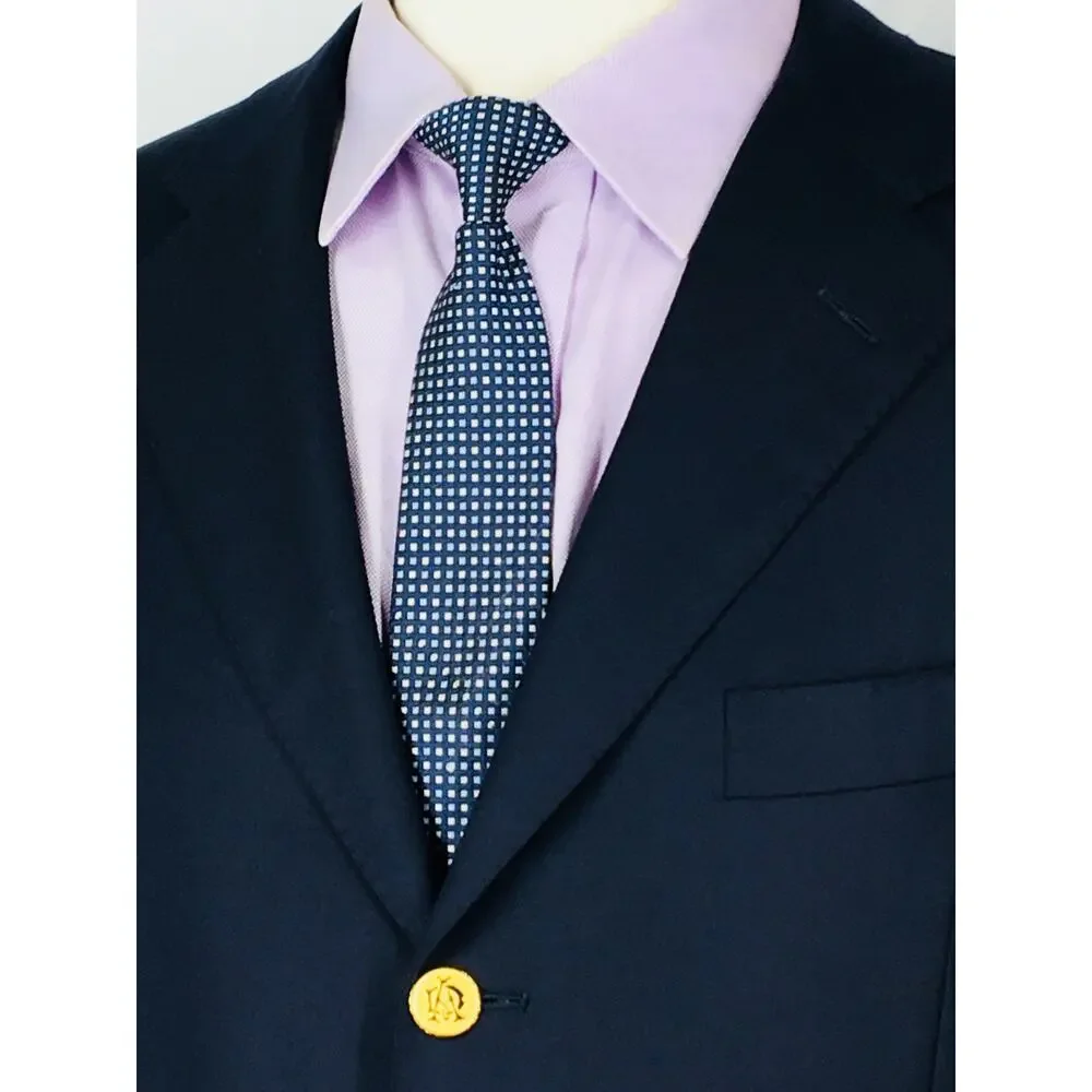 44S Alfred Dunhill Italy Mens Canvassed 3 Bttn Wool Blazer Sport Coat Dark Navy